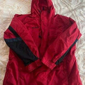 Vintage Columbia Sportswear Nylon Jacket Hooded Half Zip Pullover Men’s L Red